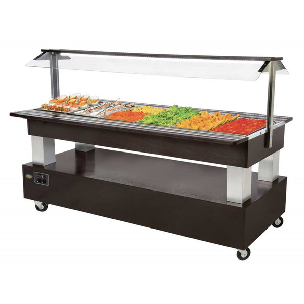 Buffet salad'bar réfrigéré central wengue - 6 x gn1/1 -  -  2070x950x1370mm