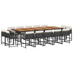 vidaXL Ensemble à manger de jardin 15 Pièces coussins noir résine tressée