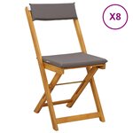 vidaXL Chaises de bistrot d'extérieur 8 Pièces Gris foncé 40 x 53 x 80 cm