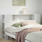 vidaXL Tête de lit avec rangement blanc 150 cm bois massif de pin