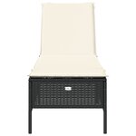 vidaXL Chaise longue avec coussin noir résine tressée