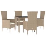 vidaXL Ensemble à manger de jardin avec coussins 5Pièces Beige poly rotin