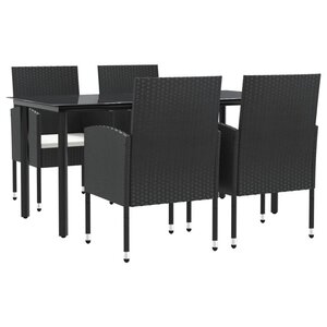 vidaXL Ensemble à manger de jardin 5 Pièces noir résine tressée et acier