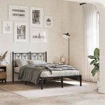 vidaXL Cadre de lit métal sans matelas avec tête de lit noir 120x200cm