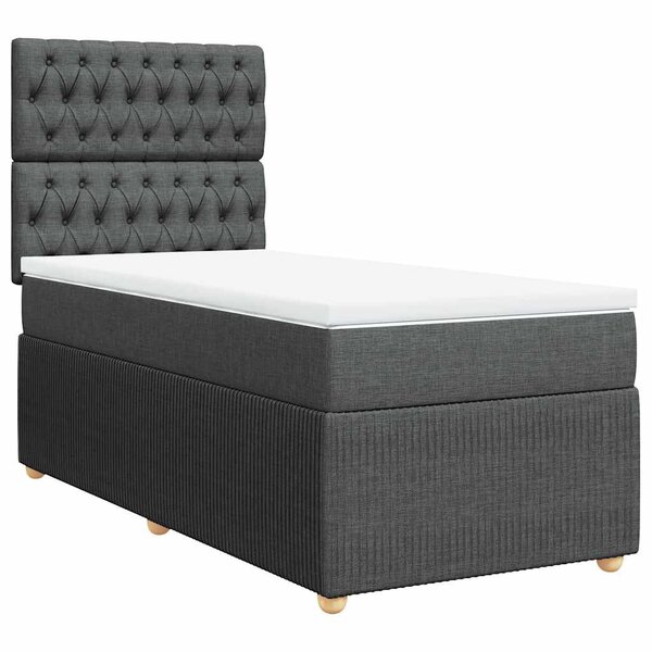 vidaXL Sommier à lattes de lit et matelas Gris foncé 90x190 cm Tissu