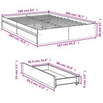 vidaXL Cadre de lit avec tiroirs sans matelas sonoma gris 160x200 cm