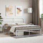 vidaXL Cadre de lit métal avec tête de lit blanc 160x200 cm