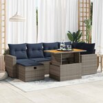 vidaXL Salon de jardin avec coussins 7 Pièces noir résine tressée acacia