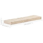 vidaXL Coussin de plancher de palette Coton 120x40x7 cm Beige
