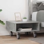 vidaXL Table d'appoint avec roues Gris béton 50 5 x 50 x 30 cm