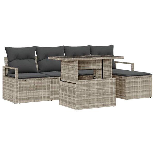 vidaXL Ensemble de canapé de jardin 6 pc Gris clair polyrotin