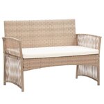Salon de jardin meuble d'extérieur ensemble de mobilier 4 pièces avec coussins résine tressée beige 02_0016175