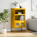 vidaXL Buffet haut jaune moutarde 68x39x123 cm acier
