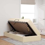 vidaXL Lit avec rangement et matelas Crème 90 x 200 cm Polyester