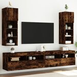 vidaXL Meubles TV avec lumières LED 2 Pièces chêne fumé 30 5x30x90 cm