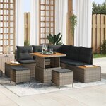 vidaXL Ensemble de canapé de jardin avec coussin 8 Pièces Gris Poly rotin