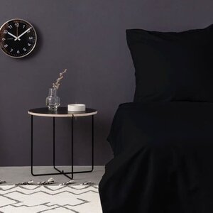 Parure de lit - housse de couette 220 x 240 + 2 taies d'oreiller 60 x 60 - Satiné coton - Noir