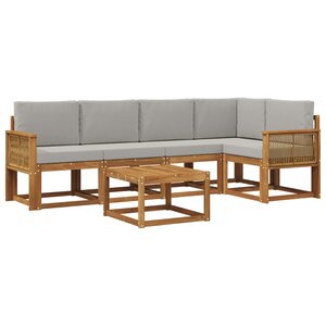 vidaXL Ensemble de canapés d'extérieur 6 Pièces Naturel et gris clair