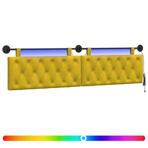 vidaXL Tête de lit suspendue Avec lumière LED Jaune Velours
