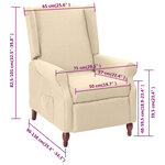 vidaXL Fauteuil inclinable Crème Tissu