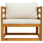 vidaXL Chaise de jardin avec coussins crème Bois d'acacia massif