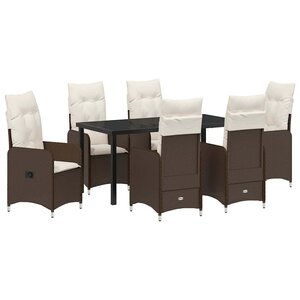vidaXL Ensemble de salle à manger pour jardin 7 Pièces Marron Poly rotin
