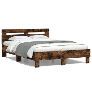 vidaXL Cadre de lit sans matelas chêne fumé 135x190 cm