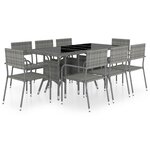 vidaXL Ensemble à manger de jardin 9Pièces Résine tressée Anthracite gris