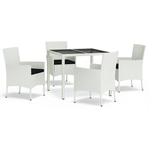 vidaXL Ensemble à manger de jardin et coussins 5 Pièces blanc poly rotin