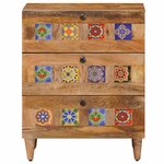 vidaXL Cabinet de chevet Naturel 50 x 33 x 62 cm Bois de mangue massif