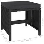vidaXL Mobilier à dîner de jardin 6Pièces et coussins Résine tressée Noir