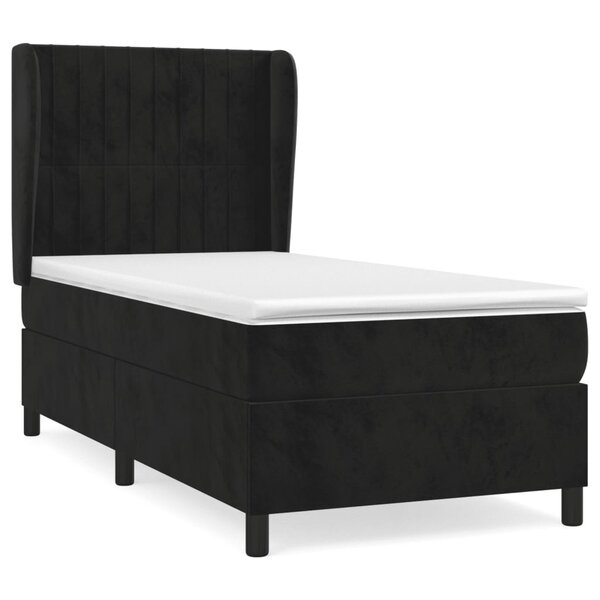 vidaXL Sommier à lattes de lit et matelas Noir 80x200 cm Velours
