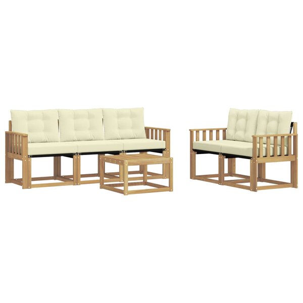 vidaXL Ensemble de canapés d'extérieur 6 Pièces Blanc et crème
