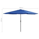 vidaXL Parasol de jardin avec mât en métal 390 cm bleu azuré