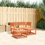 vidaXL Salon de jardin 3 Pièces cire marron bois de pin massif