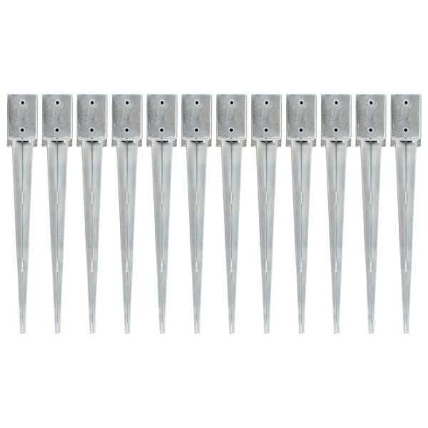 vidaXL Piquets au sol 12 Pièces Argenté 9x9x75 cm Acier galvanisé