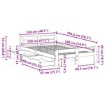 vidaXL Cadre de lit sans matelas blanc 120x190 cm bois de pin massif