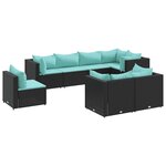 vidaXL Salon de jardin 8 Pièces avec coussins noir résine tressée
