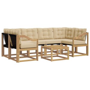 vidaXL Ensemble de canapés d'extérieur 7 Pièces Blanc et Beige