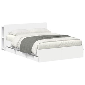 vidaXL Cadre de lit avec rangement avec tête de lit Blanc 150 x 200 cm