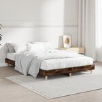 vidaXL Cadre de lit chêne fumé 120x190 cm bois d'ingénierie