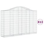 vidaXL Paniers à gabions arqués 13 Pièces 200x30x120/140 cm Fer galvanisé
