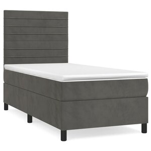 vidaXL Sommier à lattes de lit et matelas Gris foncé 90x190 cm Velours