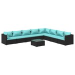 vidaXL Salon de jardin 9 Pièces avec coussins Résine tressée Noir