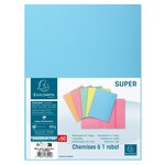 Paquet De 50 Chemises 1 Rabat Super 210 - 24x32cm - Bleu Clair - X 5 - Exacompta