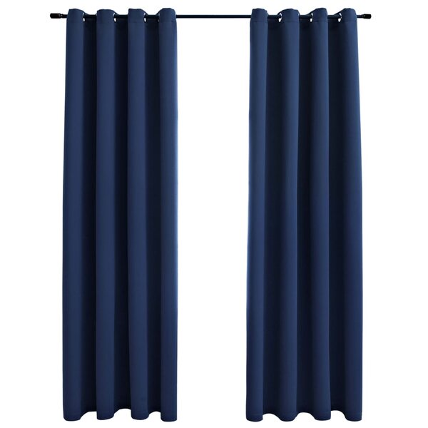 vidaXL Rideaux occultants avec anneaux en métal 2 Pièces Bleu 140x225 cm