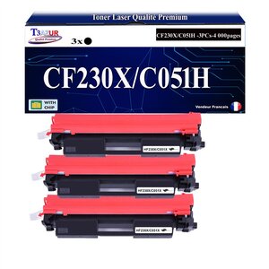 T3AZUR -3xToners compatibles avec HP CF230X (30X) pour HP LaserJet Pro M203dn  M203dw  MFP M227fdn  MFP M227fdw  M227sdn