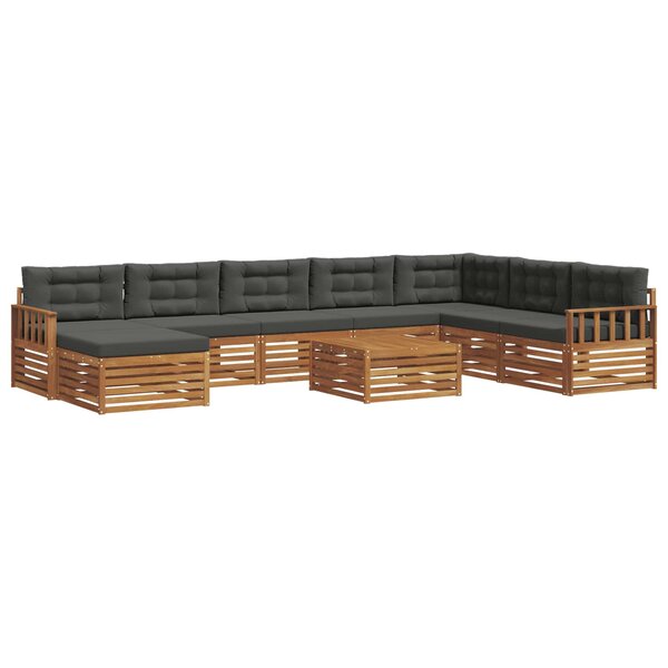 vidaXL Ensemble de canapés d'extérieur 9 pc Naturel et Anthracite