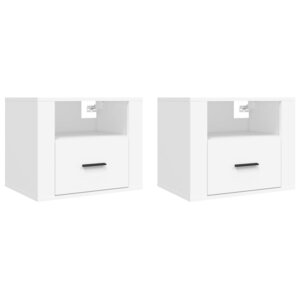 vidaXL Tables de chevet murales 2 Pièces Blanc 50x36x40 cm