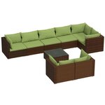 vidaXL Salon de jardin avec coussins 9 Pièces marron résine tressée